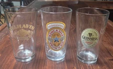 3 New Castle Guinness Belhaven Pint Beer Glasses UK Ireland Scotland 