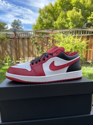 NEW Nike Air Jordan 1 Low White Gym Red Black “Bulls” 553558 NEW Nike Air Jordan 1 Low White Gym Red Black “Bulls” 553558