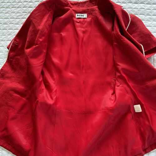 BCBG Paris Red Linen Short Sleeve Jacket Top Lined USA Preppy Chic VTG XS/S - Picture 10 of 16