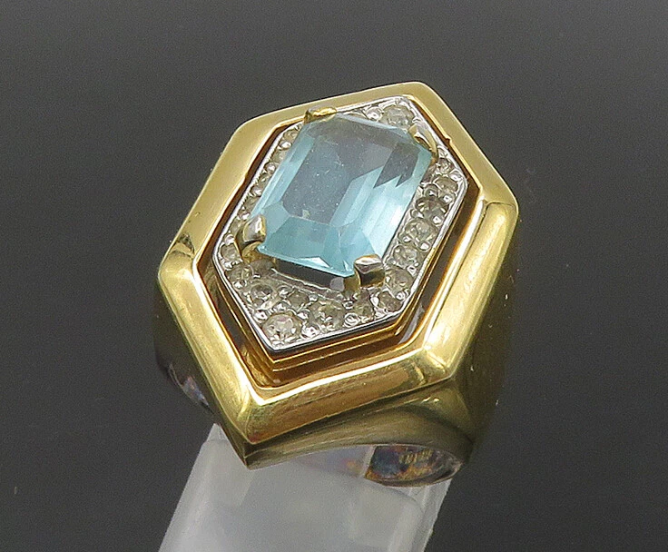 PANETTA 925 Silver - Blue & White Topaz Gold Plated Cocktail