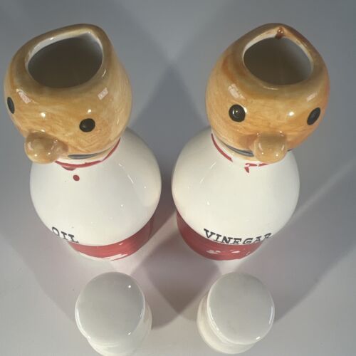 Vintage Nasco Oil and Vinegar Decanter Cruet Chef 7.25” Tall Bake Made in Japan - Picture 9 of 14