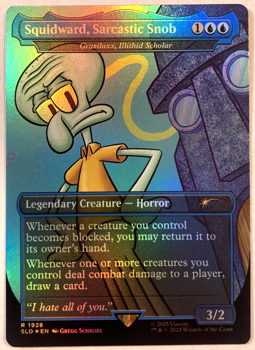 MTG Squidward, Sarcastic Snob RAINBOW FOIL Secret Lair x SpongeBob 1928 NM