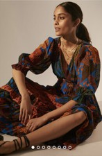New Anthropologie x Farm Rio Puff Sleeve Maxi Dress sz XS