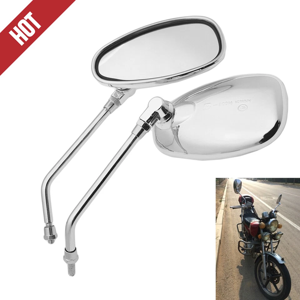 Chrome Motorcycle Rear view Side Mirror for Suzuki Honda Cruiser Chopper Kawaski Foto 2 de 4