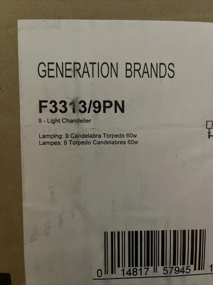 Lámpara de araña de 9 luces Generation Brands F3313/9PN Foto 3 de 4