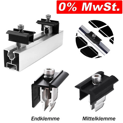 Endklemme Mittelklemme Solarmodul Halterung Alu Montage Solarpanel Befestigung