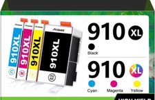 4PACK 910XL Ink Combo W/Chip for HP OfficeJet Pro 8010 8020 8022 8025 8028 8030