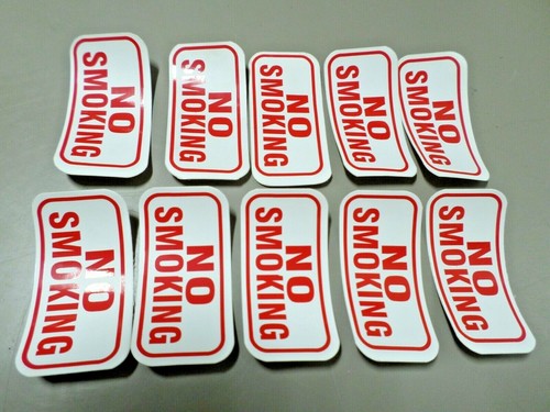 10 - NO SMOKING Printed Stickers Peel and Stick Vinyl 4" x 2" - Picture 3 of 4