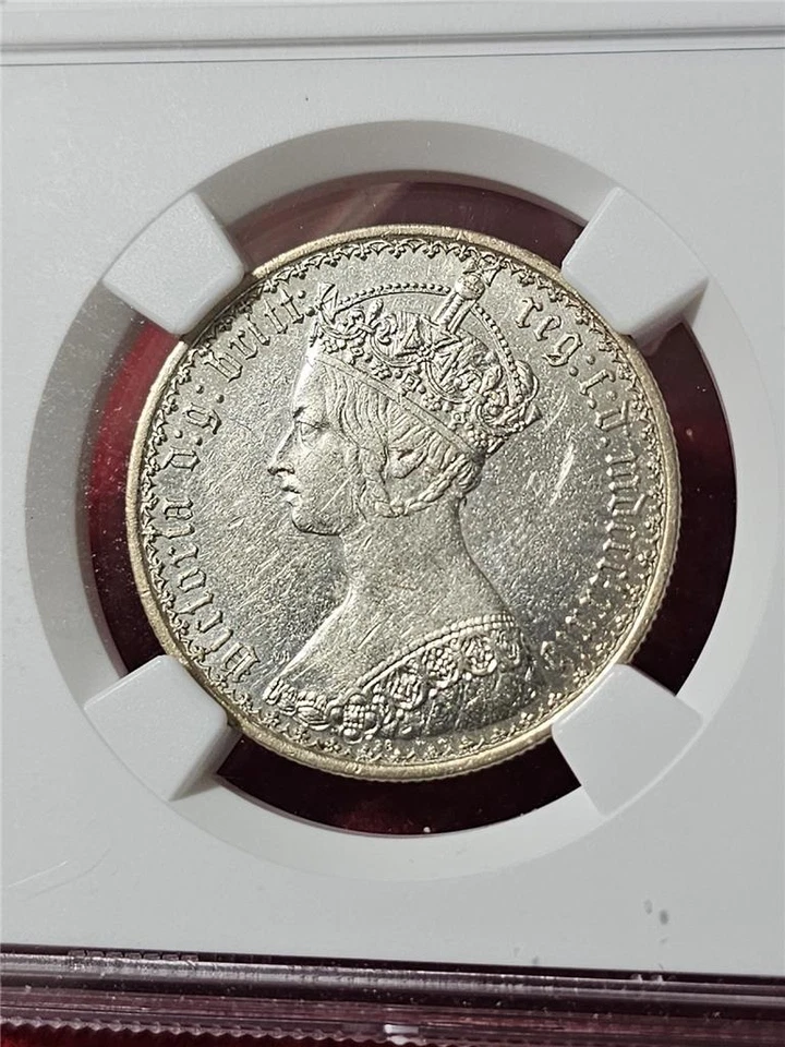 GREAT BRITAIN 1874 Queen Victoria Silver 2 Shillings / Florin NGC AU DET  #T3544 - Image 2 of 4