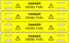 Pipe Identification Tag Marker Label - Danger - Diesel Fuel - 4 Per Card