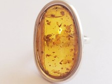 BALTIC AMBER 100 925 STERLING SILVER RING GORGEOUS NATURAL Amber 8.5gr SZ 8