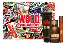 DSQUARED2 WOOD 3 PCS GIFT SET FOR MEN EDT 3.4 Oz, EDT 0.3 Oz, BATH SHOWER GEL