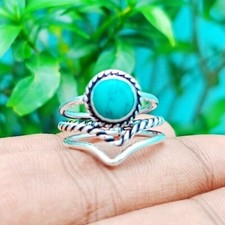 Turquoise Gemstone Ring 925 Sterling Silver Handmade Jewelry Gift All Sizes