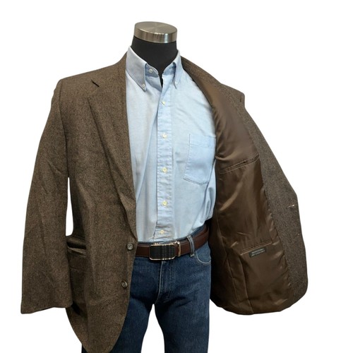 44R Stuart Hughes Brown Herringbone Suit Jacket Sport Coat Blazer Tweed Wool New - Picture 7 of 12