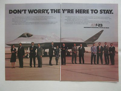 4/1991 PUB NORTHROP MCDONNELL DOUGLAS YF-23 F-23 STEALTH ATF FIGHTER ORIGINAL ANZEIGE