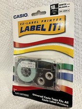   NEW Casio EZ-Label Printer Tape Cartridge White Tape 18 mm 3/4 inch - XR18WEs
