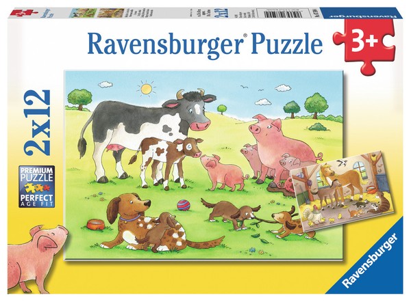 2 X 12 Teile Ravensburger Kinder Puzzle GlüCkliche Tierfamilien 07590-image