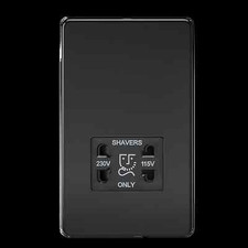 KNIGHTSBRIDGE SCREWLESS FLATPLATE LIGHT SWITCHES & SOCKETS MATT BLACK RANGE