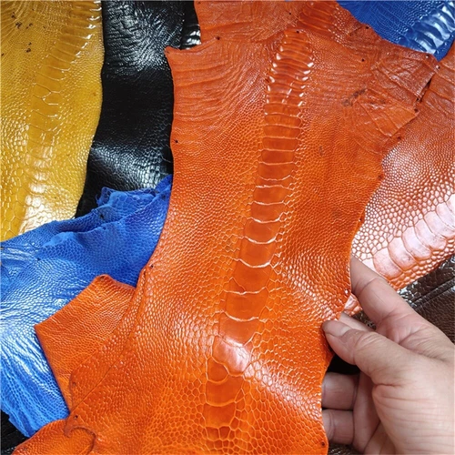 100% echte Straußenbeine Lederhaut Lederhaut Echtleder DIY schwarze Farbe - Bild 5 von 24
