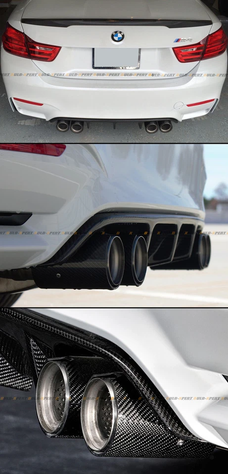 PARA 2015-2019 BMW F80 M3 F82 M4 ACABAMENTO DE PONTA DE ESCAPE DE FIBRA DE CARBONO INOXIDÁVEL X 4 - Imagem 4 de 4