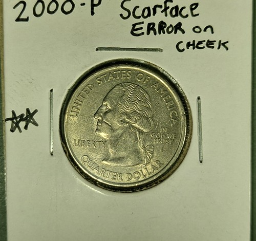 2000 P South Carolina State Quarter Big Lamination Error/¡Tipo Scarface Gash! - Imagen 5 de 6