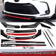 Glossy Black Look Red Front Lip Chin Bumper Side Skirt For Toyota Corolla