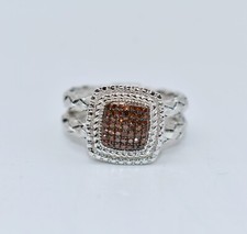 1/4 kt TW behandelter roter Diamant Sterlingsilber geflochtene Bänder Ringgröße 8-1/4