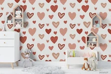 3D Heart Fresh Pattern Pink Self-adhesive Removeable Wallpaper Wall Mural