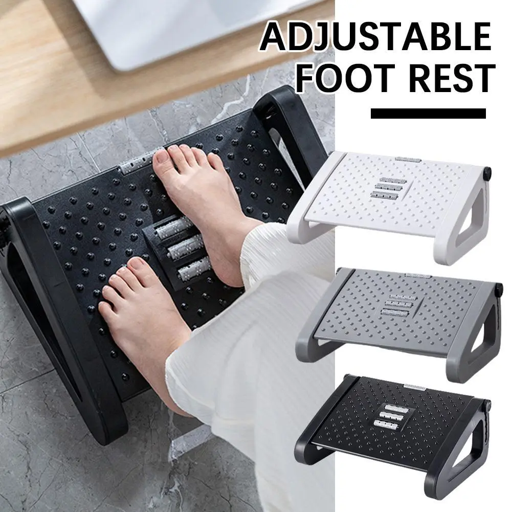 Under Desk Footstool Adjustable Ergonomic Footrest Stool with Rollers Foot  Step