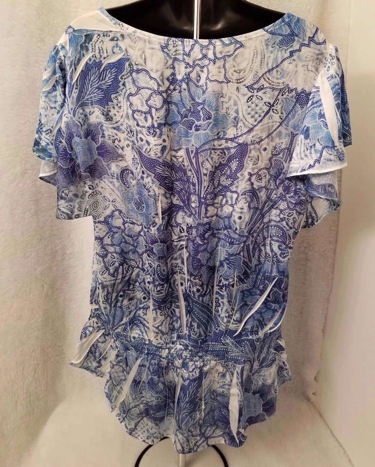 Blusa Covington Feminina Tamanho G Grande Azul Branco Cinza Preto Floral - Imagem 4 de 4