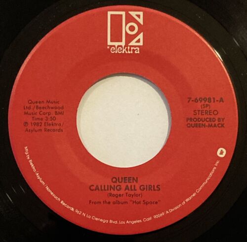 Queen ‎– Calling All Girls –  Elektra‎-7-69981 – 1982 45RPM 7" Single Near Mint - Picture 1 of 8