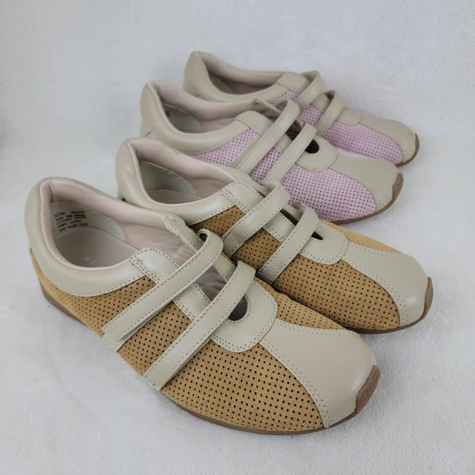 Paquete de 2 pares de zapatillas de golf Kenneth Cole amarillas rosa malla gamuza cuero 5,5 m Foto 2 de 4