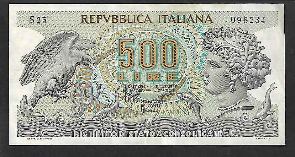 23379) REPUBBLICA ITALIANA BANCONOTA 500 LIRE " ARETUSA " 1970 FDS - Bild 1 von 2