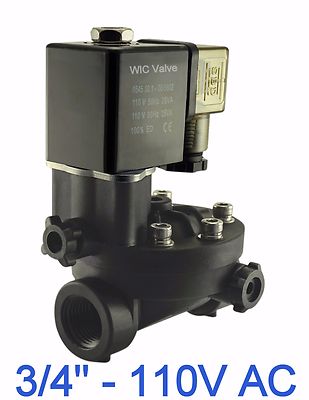 3/4'' Inch PA66 Plastic Electric Air Water Solenoid Valve Manual Override 110V AC