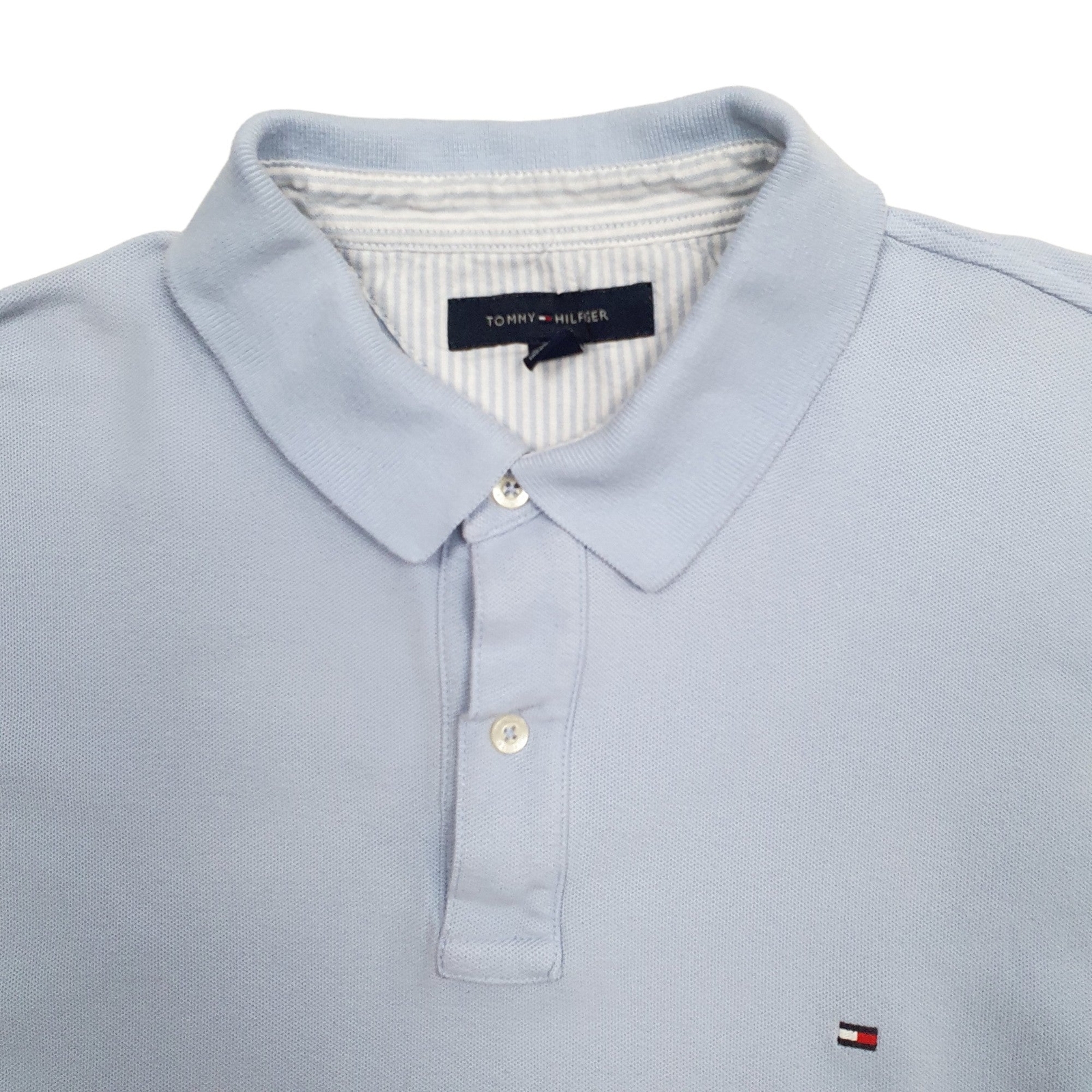 TOMMY HILFIGER Blue Polo Shirt Short Sleeve Cotton Mens Xl image 3