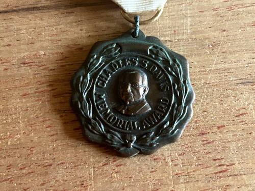 Charles Davis Memorial Award Medal Badge Ribbon Pin 1972 Broad Jump 3rd Pl Vtg