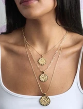 Jane Win Beaded Gold Chain Necklace New