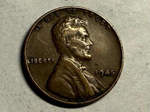 1945 XF Lincoln wheat cent. Great reverse CUD ERROR COIN. #q1