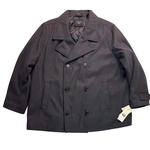 Dockers Mens Wool Blend Pea Coat Charcoal Gray Double Breasted 3XL NEW video thumbnail