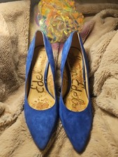 Sam Edelman Blue Suede Stiletto Pumps with Pointed Toe Slip On for Women Sz9