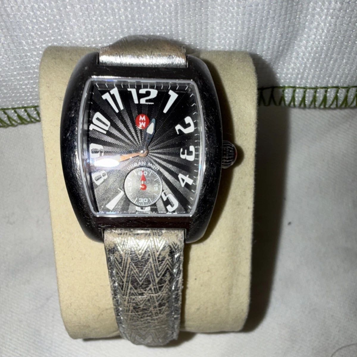 Michele Tonneau Watch with Red Strap + Green & Black Interchangeable Bands MICHELE Tonneau/Barrel Wristwatches for sale | eBay main image 4