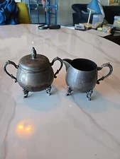 Vintage Silver Plated copper Creamer and Sugar Bowl with Lid