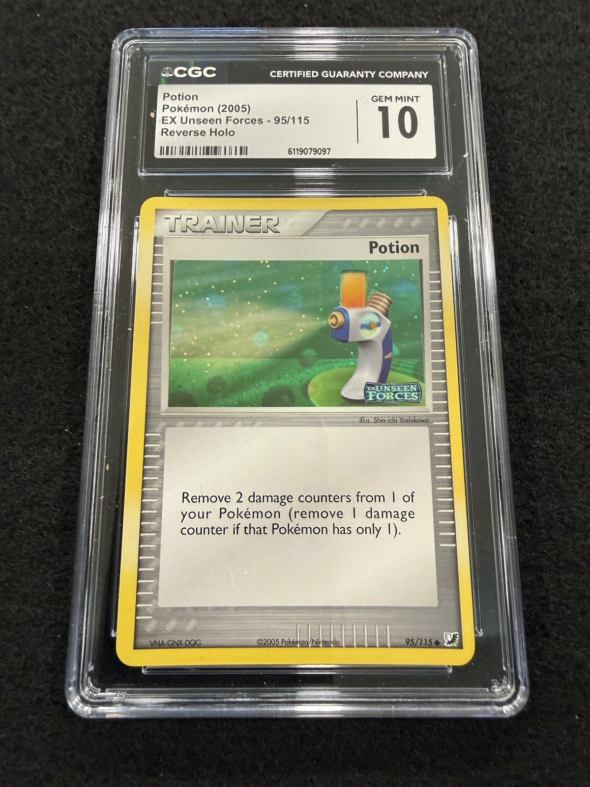 Pokemon Potion Reverse Holo Stamped 95/115 from EX Unseen Forces in a CGC 10 !!