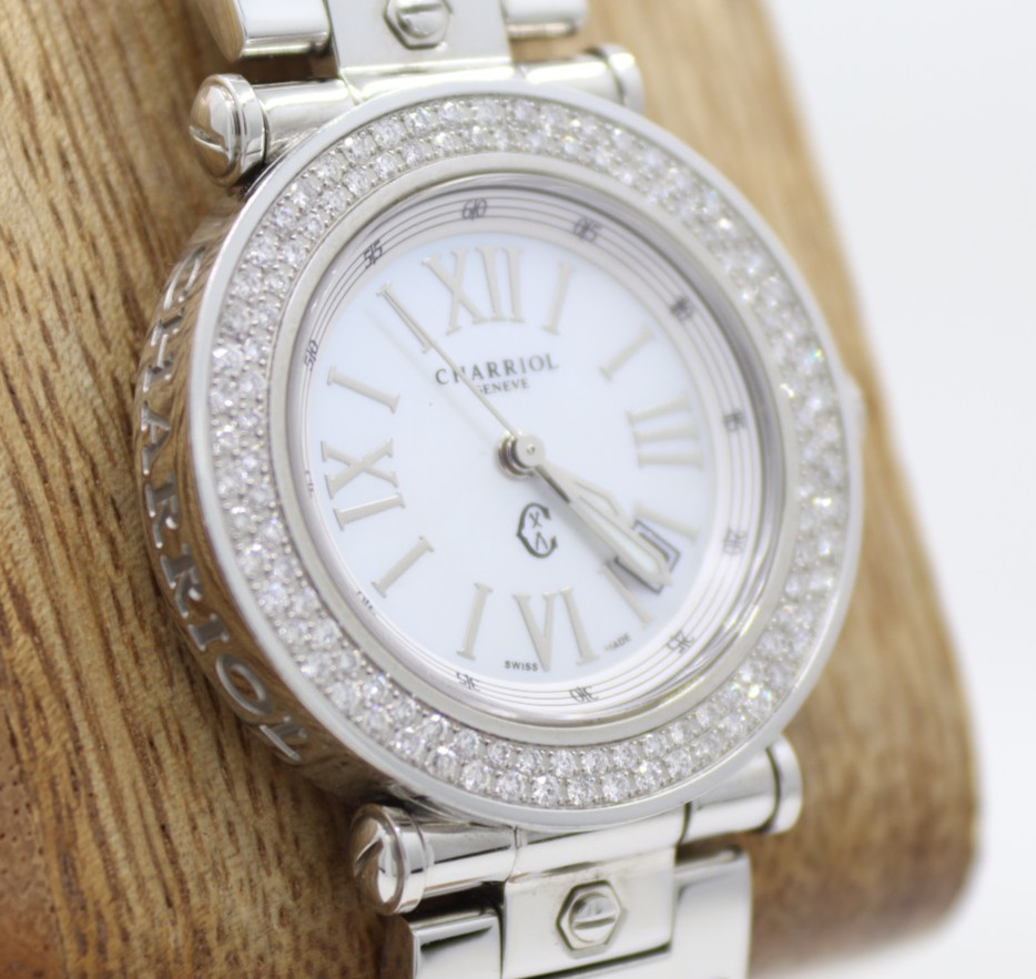 Charriol Rotonde Diamond Bezel 30mm MOP Date Dial Quartz Watch image 3