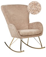 Schaukelsessel Bouclé Stoff Beige/Gold Schaukelstuhl Modern Elegant Edel Anaset