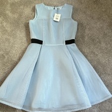 David Charles Black Label Girls 14 YRS Blue Mesh Fit & Flare Lined Dress