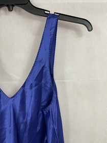 VTG 90&rsquo;s Val Mode Slip Dress Lingerie Nightgown Navy Blue Plunge Short Size L