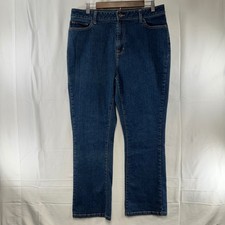 L.L.Bean Classic Fit Jeans Womens 16 Regular Dark Wash High Rise Straight Leg