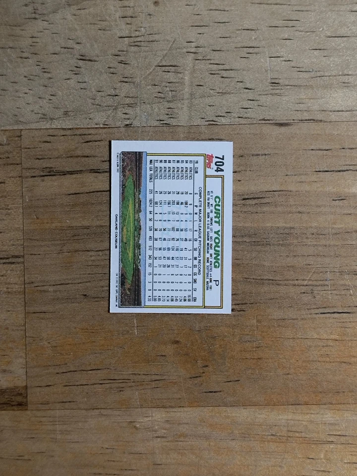 1992 Topps Micro #704 Curt Young - Image 2 of 2