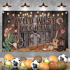 Western Party Decorations Cowboy Party Supplies - Wild West Yee Haw Banner 5.9